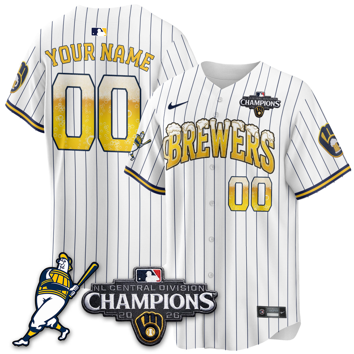 Milwaukee Brewers 2026 NL Division Champs Vapor Custom Jersey V2- Stitched