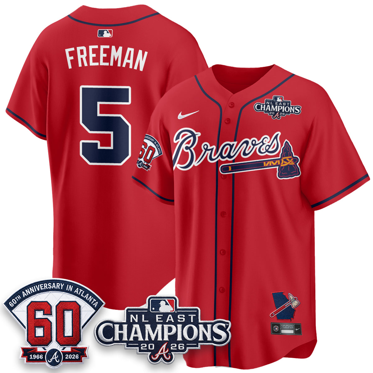 Atlanta Braves 2026 NL East Champs Vapor Jersey - Stitched