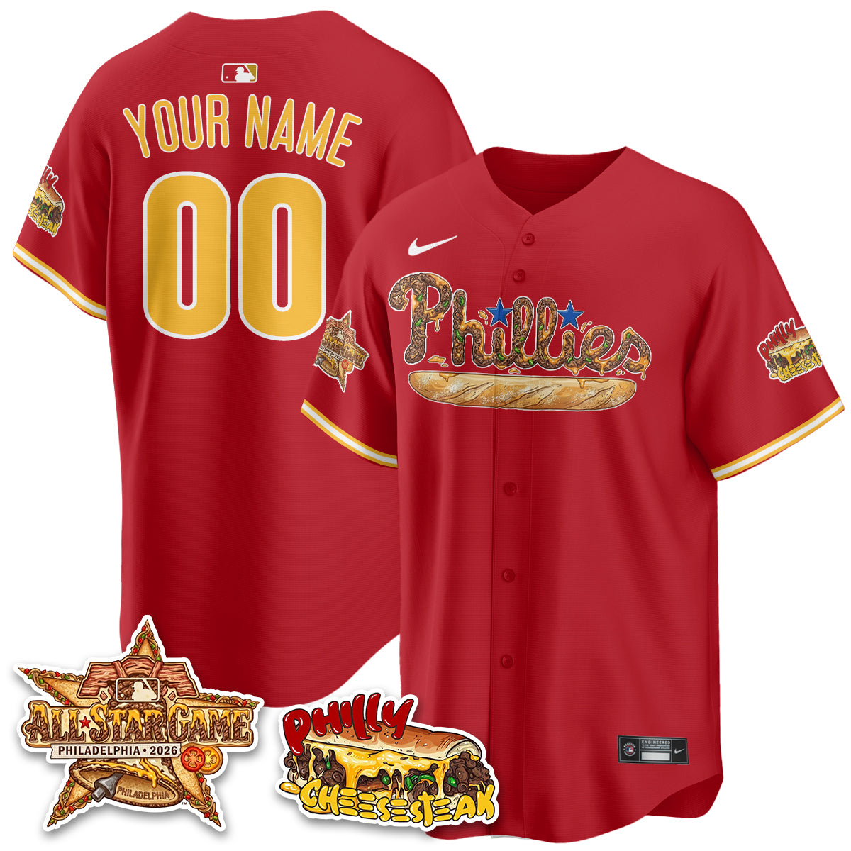 Philadelphia Phillies Cheesesteak Edition Vapor Limited Custom Jersey - Stitched