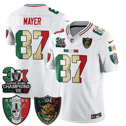 Las Vegas Raiders 3X Champs Mexico Edition Vapor Jersey - Stitched