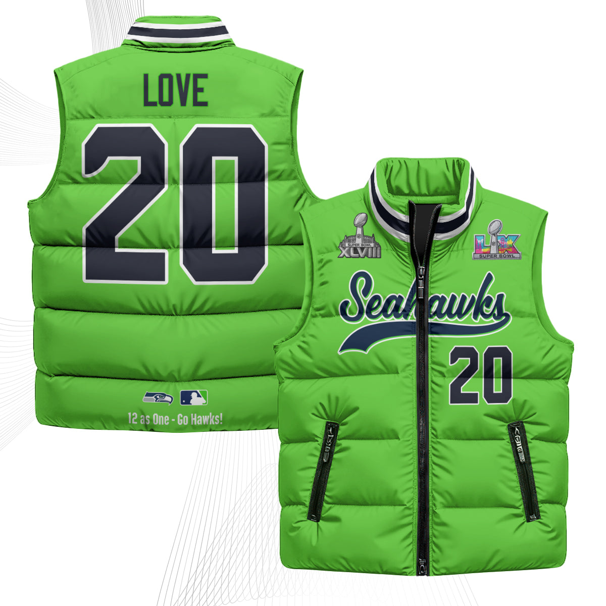 SEA S.Bowl Champs Puffer Vest - Printed