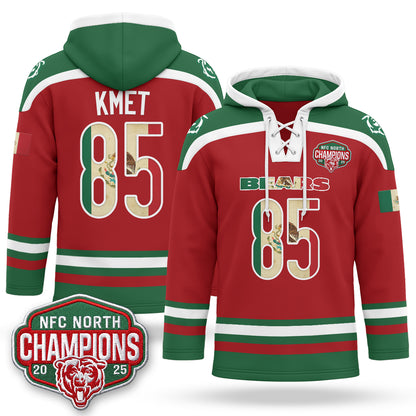 Chicago Bears 2026 Mexico NFC North Champions 2025 Patch Hockey Hoodie - Stitched