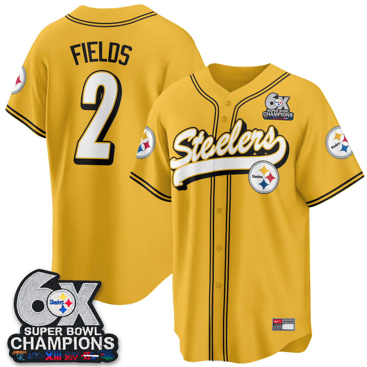 Pittsburgh Steelers 6x SBowl Baseball Vapor Jersey - Stitched