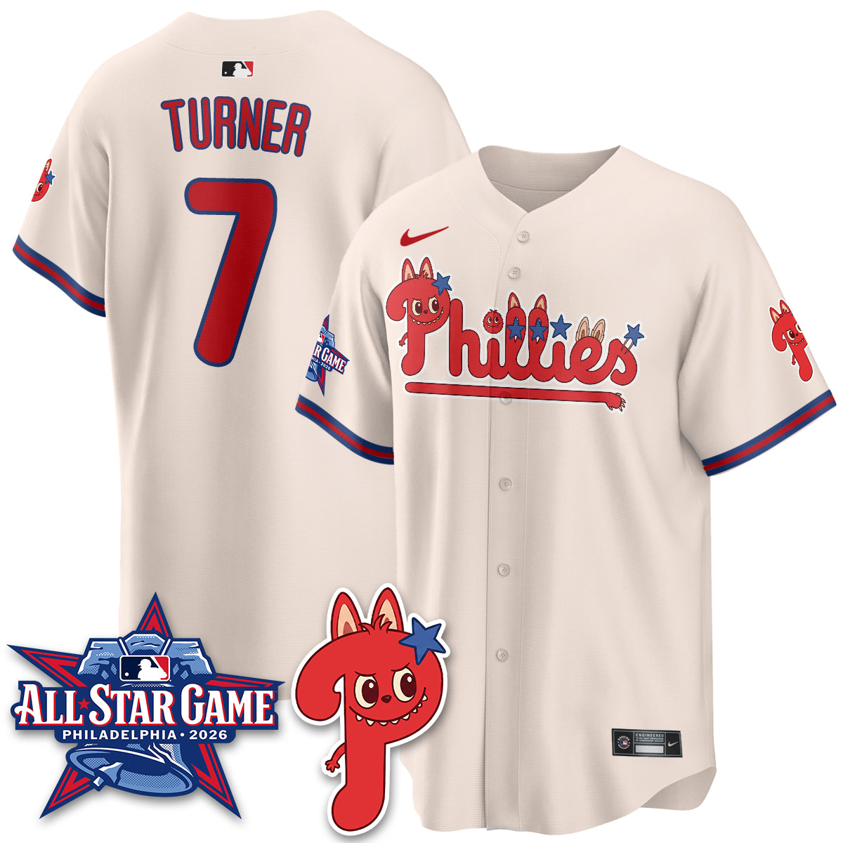 Philadelphia Phillies Fanged Rabbit Doll  Vapor Limited Jersey - Stitched
