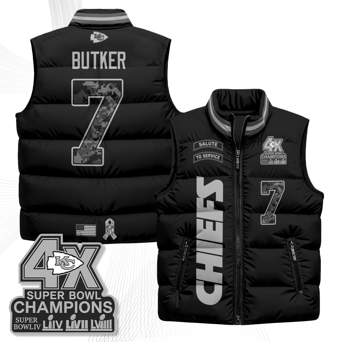 KC 2026 Salute to Service Puffer Vest - Printed