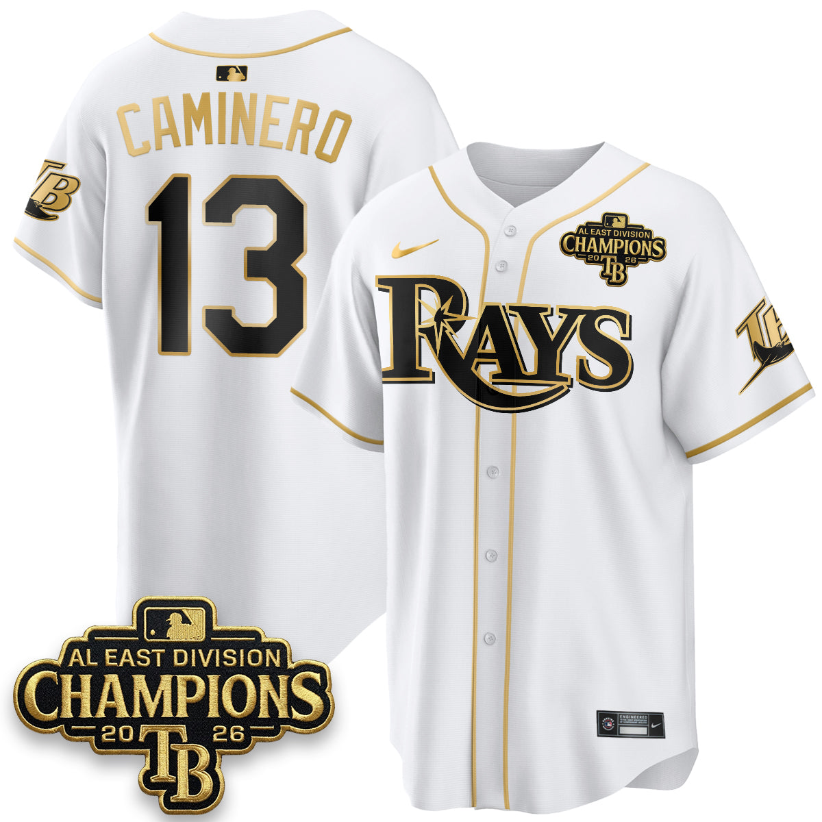 TB 2026 AL East Champs Gold Edition Vapor Jersey - Stitched