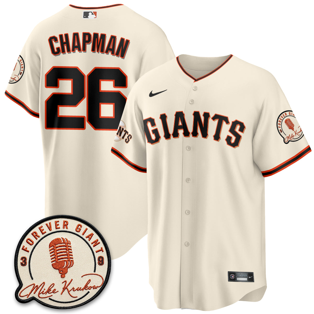 San Francisco Giants Mike Krukow Vapor Jersey - Stitched