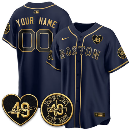 BOS Tim Wakefield Memorial Patch Vaper Premier Limited Gold Edition Custom Jersey - All Stitched
