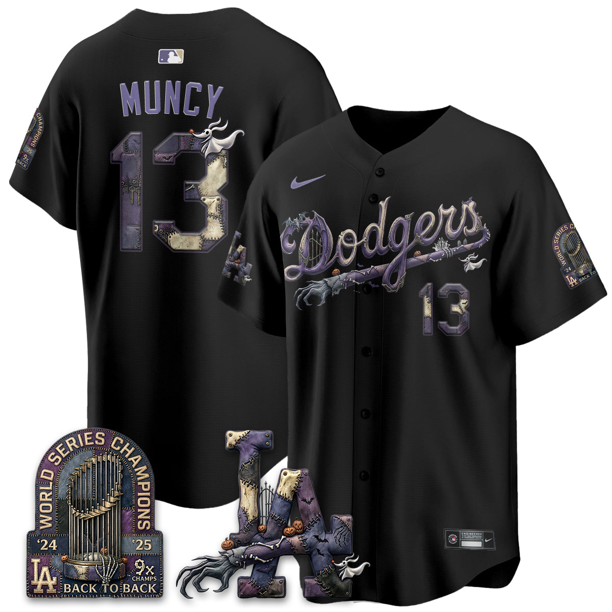 Los Angeles Dodgers Nightmare Edition Vapor Jersey - Printed
