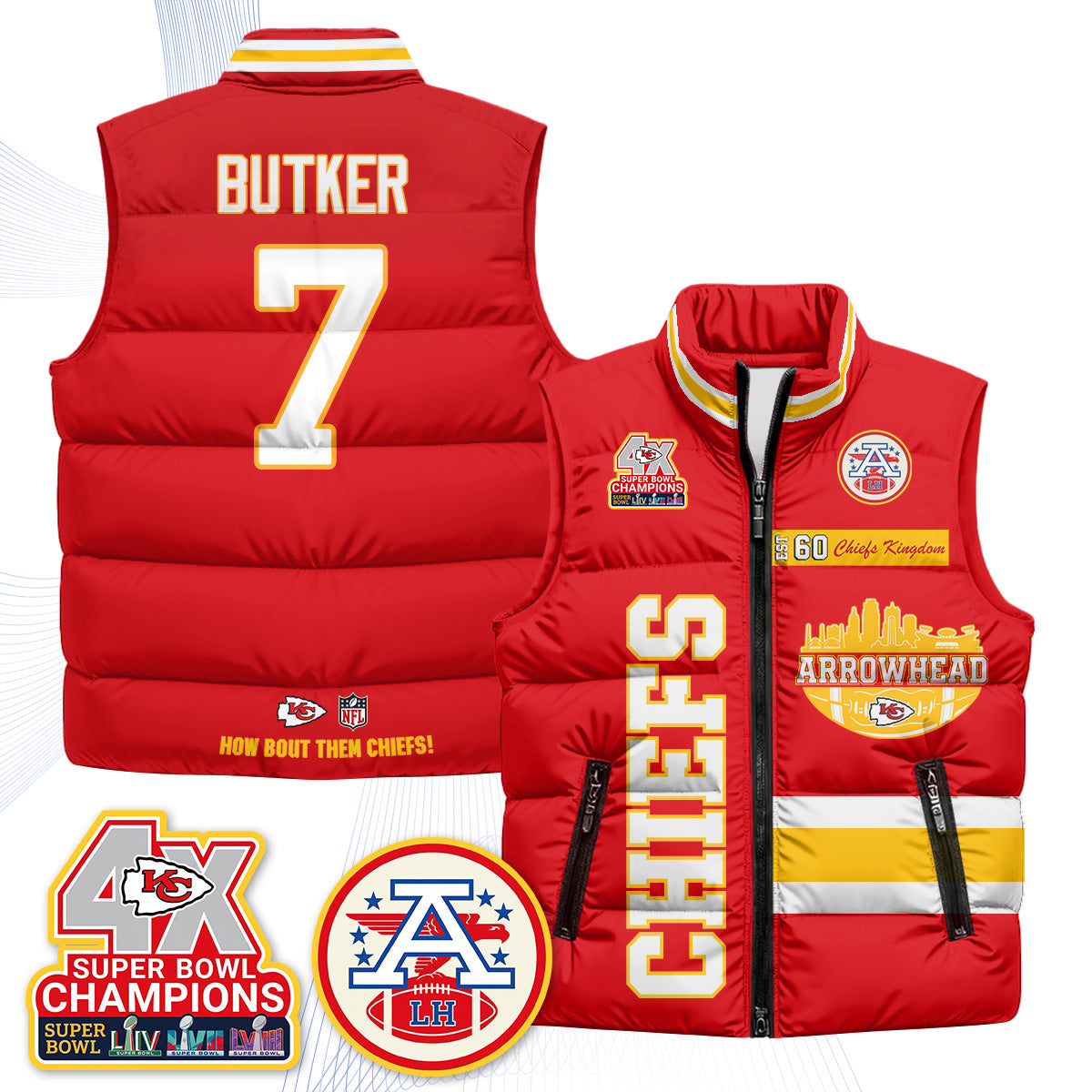KC Arrowhead Puffer Vest - Printed