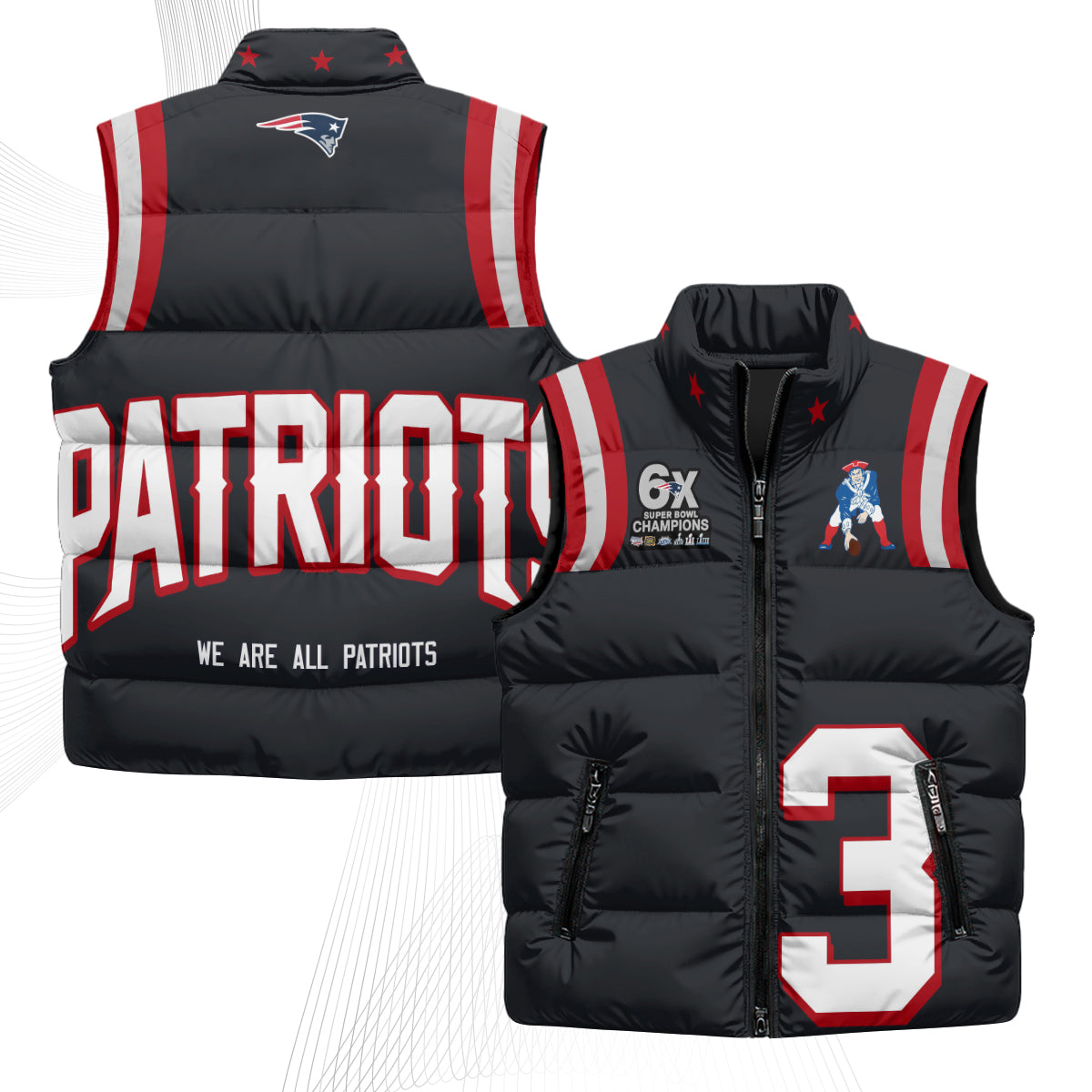 New England Patriots Rivalries Puffer Vest - Printed