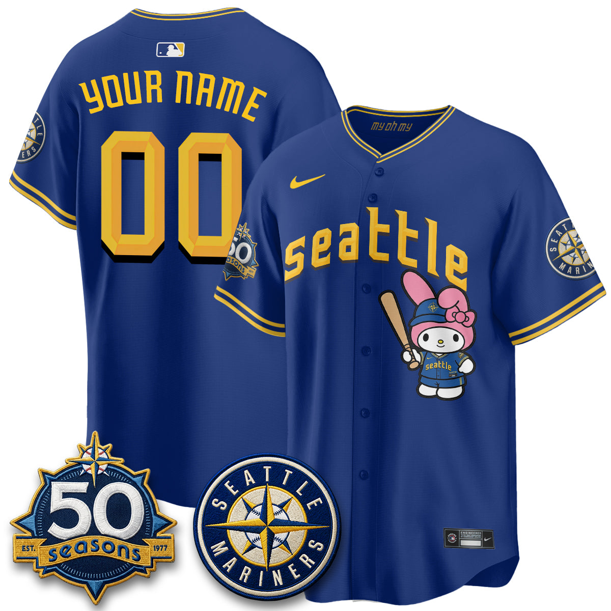 Seattle Mariners x  Pink Sanrio Friend Vapor Custom Jersey - Stitched