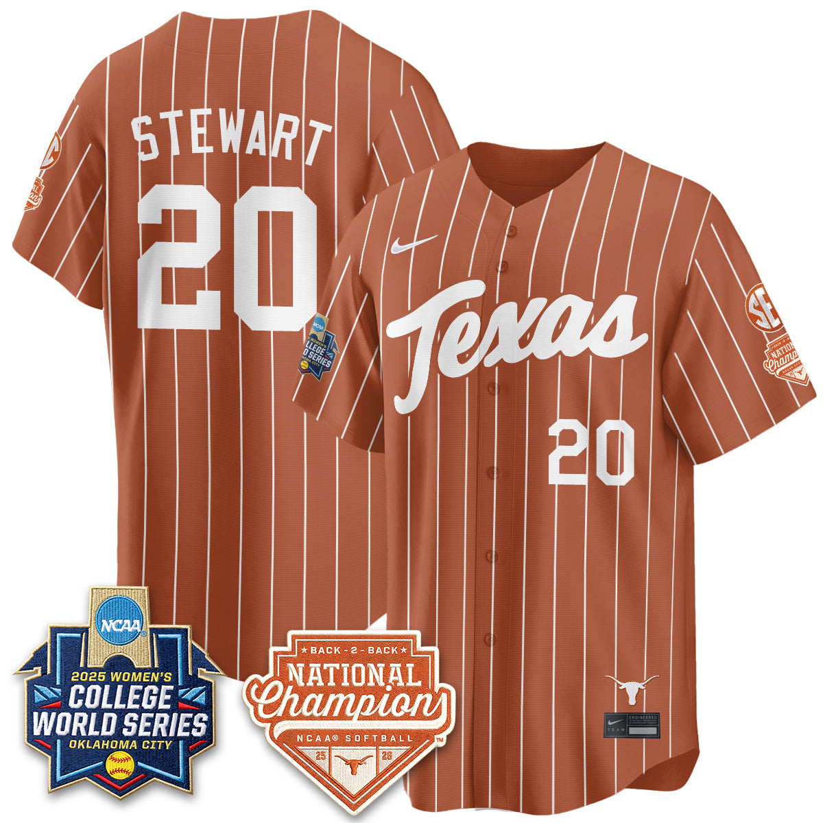 Texas Longhorns Softball 2026 World Series (WCWS) Vapor Premier Limited Jersey - B2B Champs - All Stitched