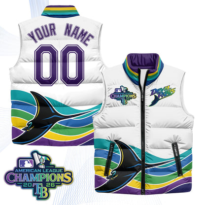 Tampa Bay Rays 2026 AL Champions Limited Custom Puffer Vest - Printed