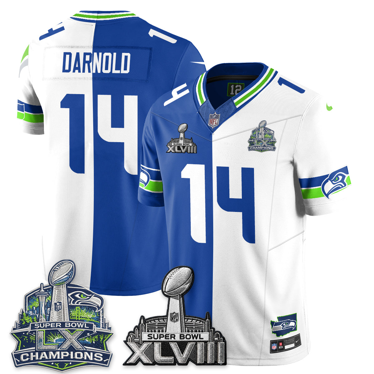 Seattle Seahawks S.Bowl Champs Split Edition Vapor Jersey - Stitch