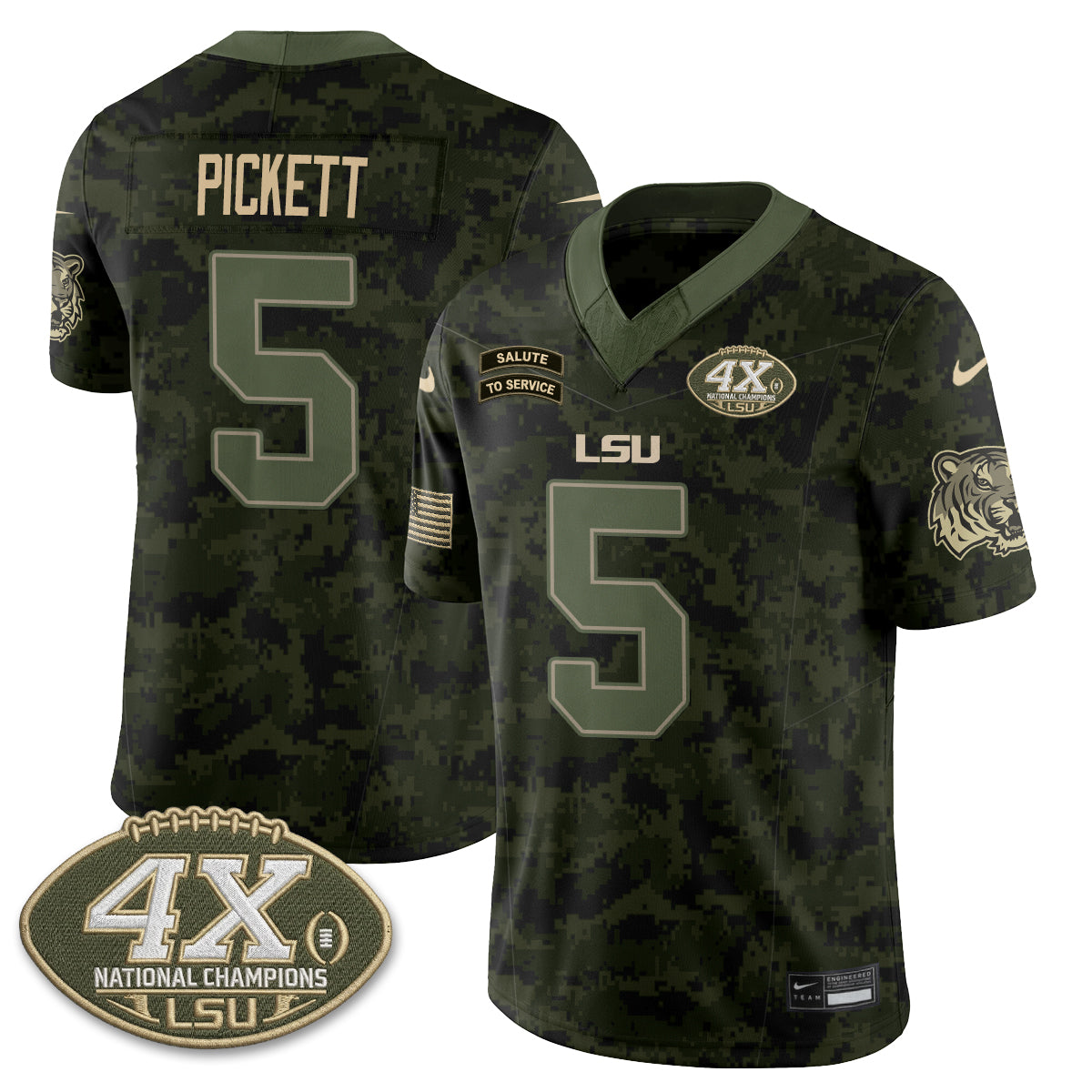 LSU Tigers 2026 Salute to Service Vapor Jersey - Stitched