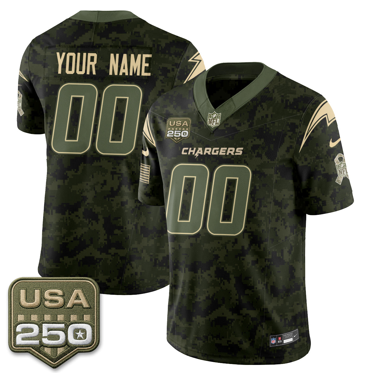 Los Angeles Chargers 2026 Salute to Service Vapor Custom Jersey - Stitched