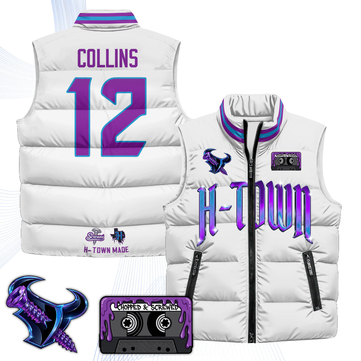 HOU "Screwcity" Puffer Vest - Printed