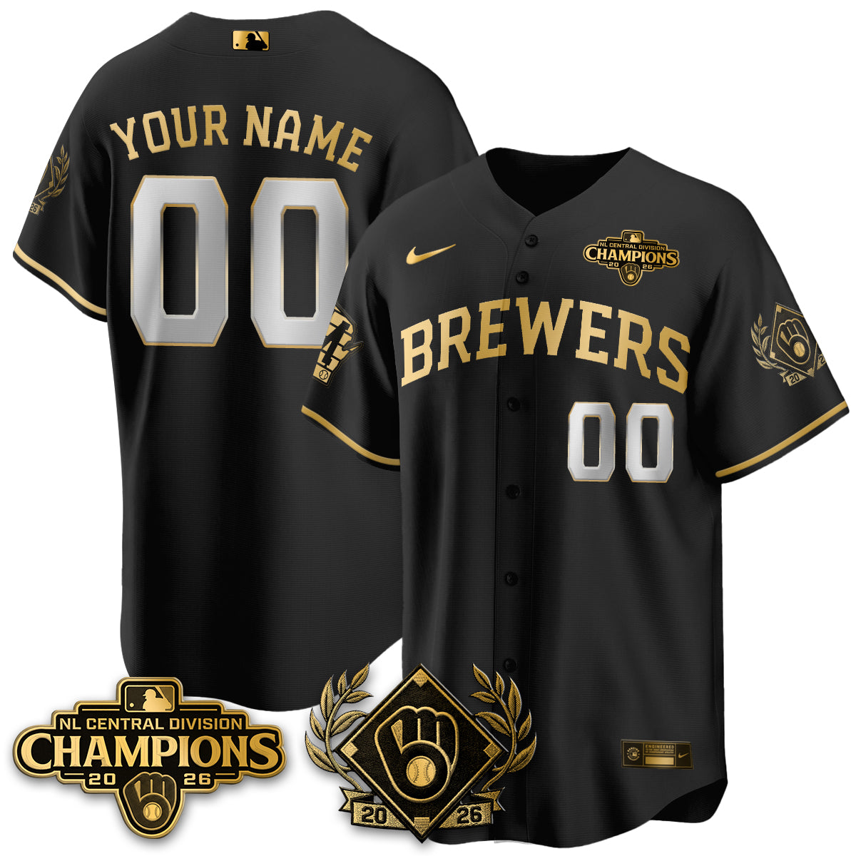 Milwaukee Brewers 2026 NL Division Champs Vapor Custom Jersey - Stitched