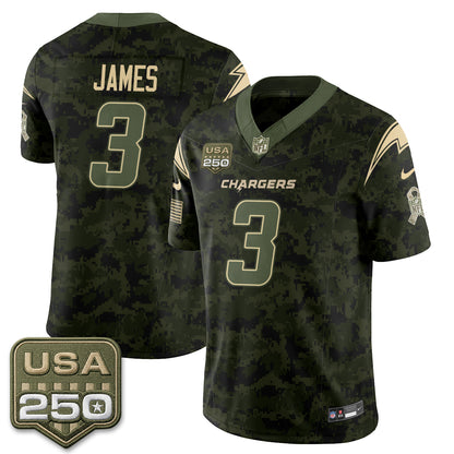 Los Angeles Chargers 2026 Salute to Service Vapor Jersey - Stitched
