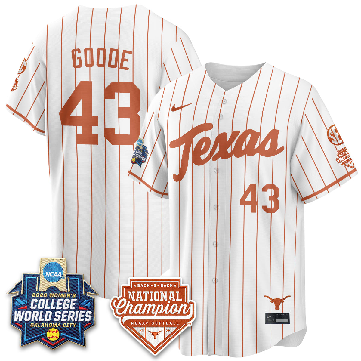 TEX Softball 2026 World Series (WCWS) Vapor Premier Limited Jersey - B2B Champs - Stitched