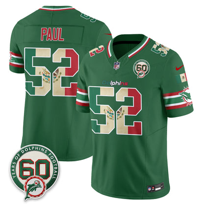 Miami Dolphins Mexico Edition Vapor Jersey - Stitched