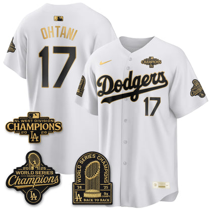 Los Angeles Dodgers 2026 NL West Champs Gold Vapor Jersey- Stitched
