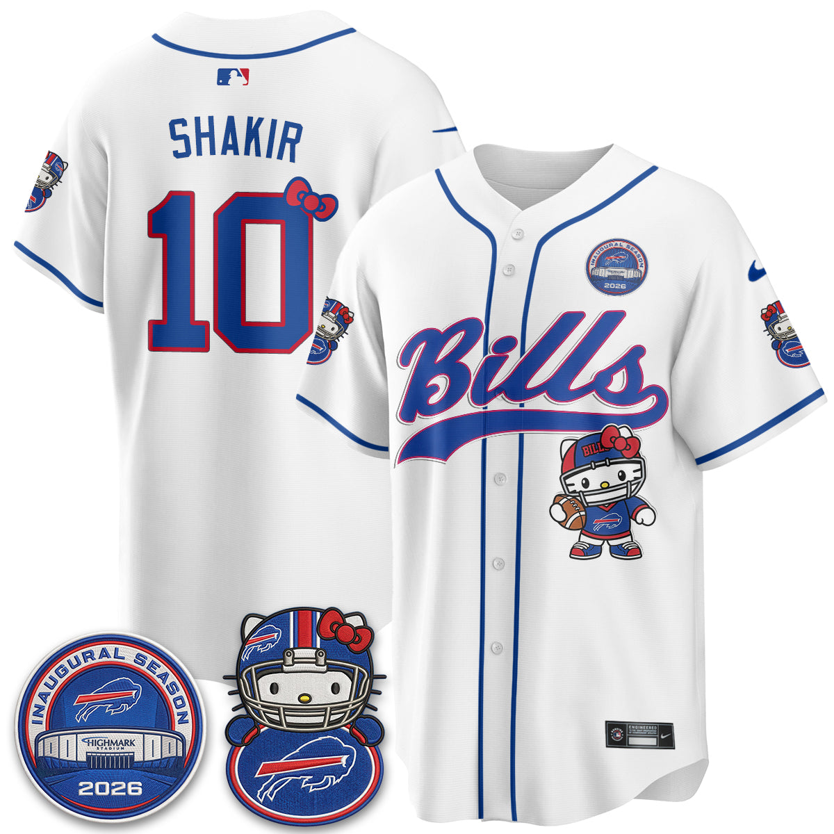 Buffalo Bills x Meow  Vapor Baseball Jersey - Stitched