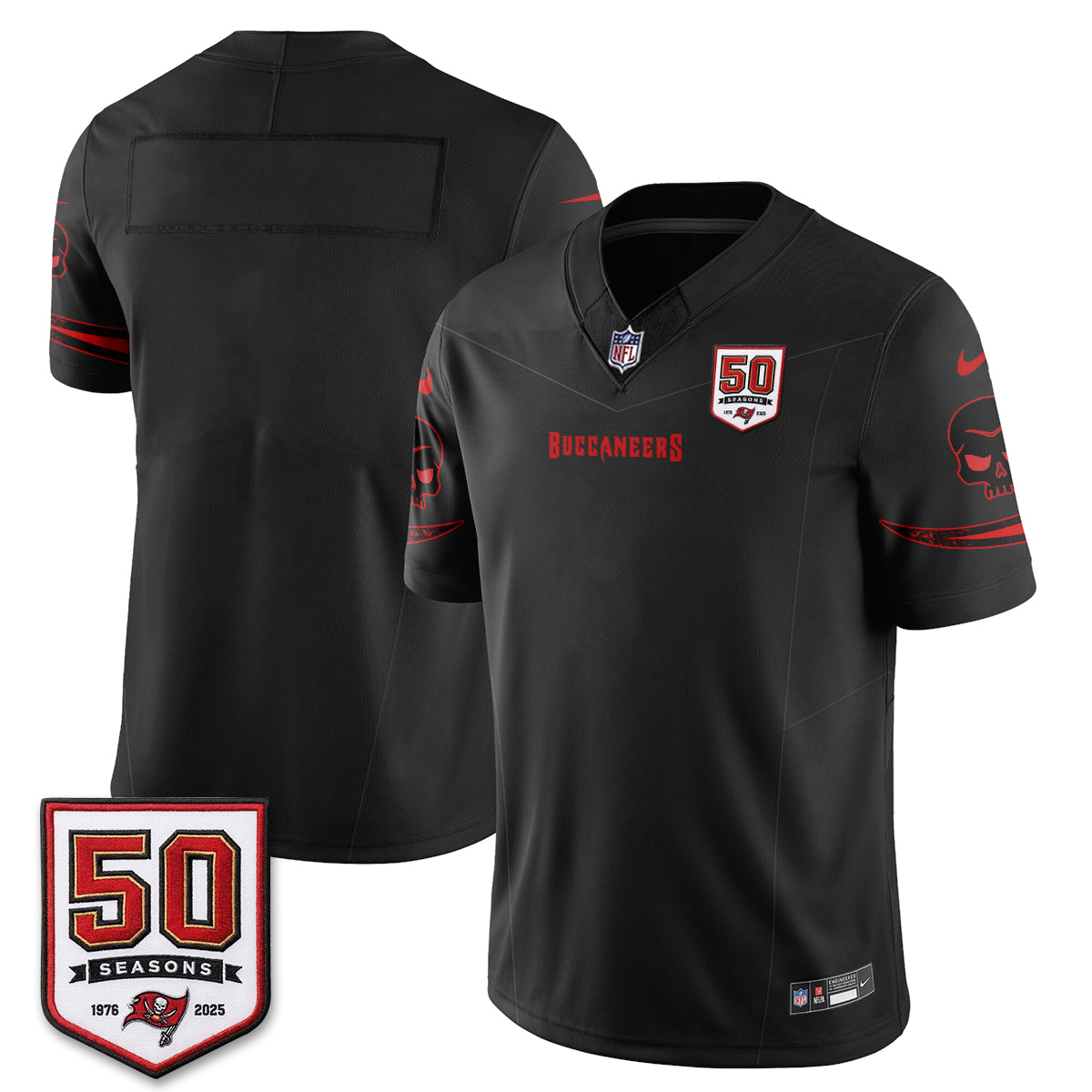 Tampa Bay Buccaneers Skull 50 Seasons Edition Vapor Jersey - Stitched
