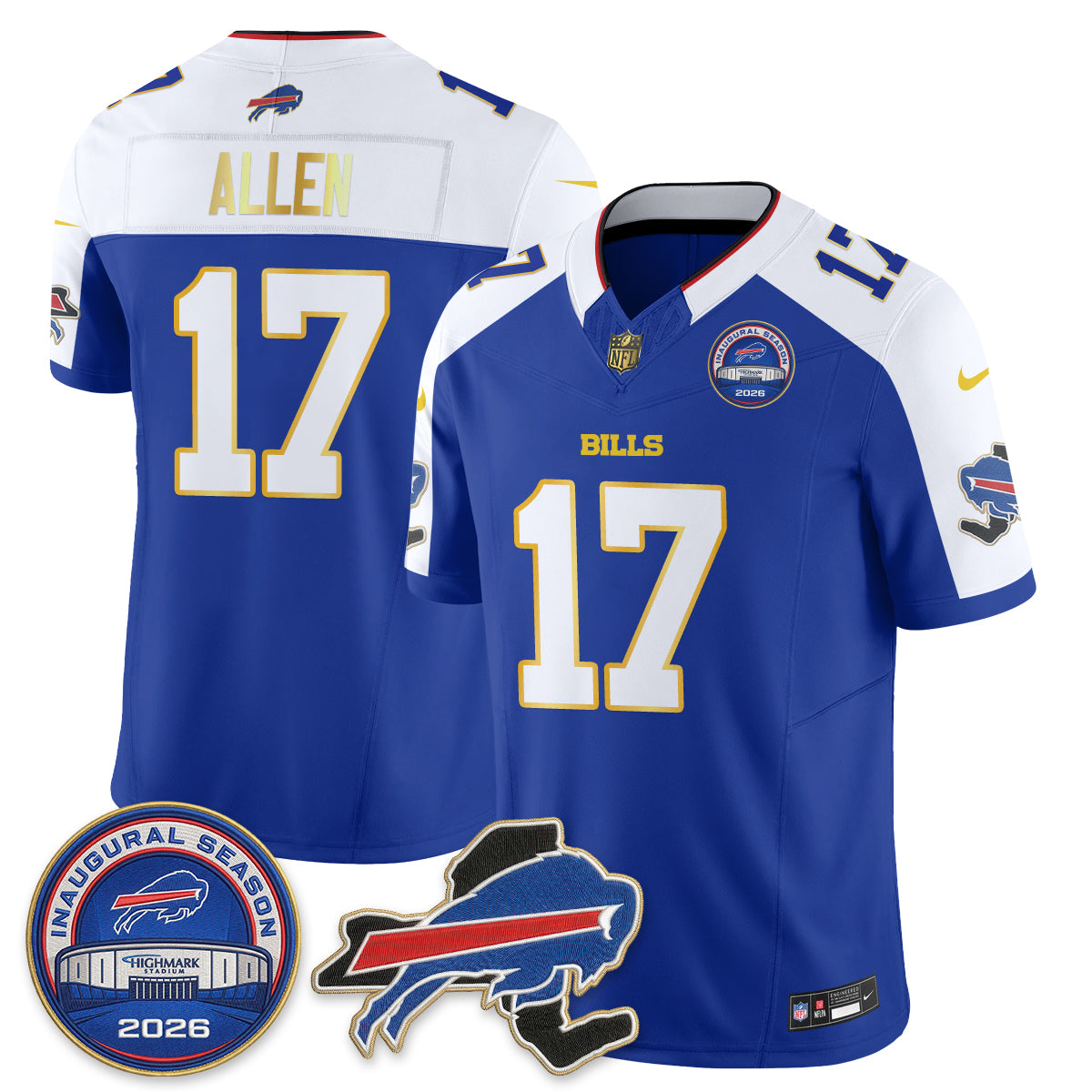 Buffalo Bills 2026 Gold Trim Edition Vapor Jersey - Stitched
