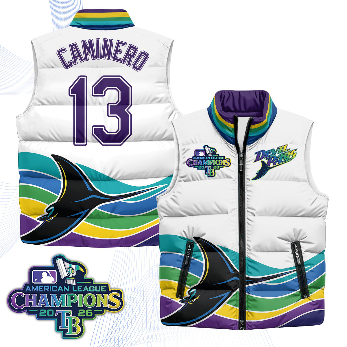 Tampa Bay Rays 2026 AL Champions Limited Puffer Vest - Printed