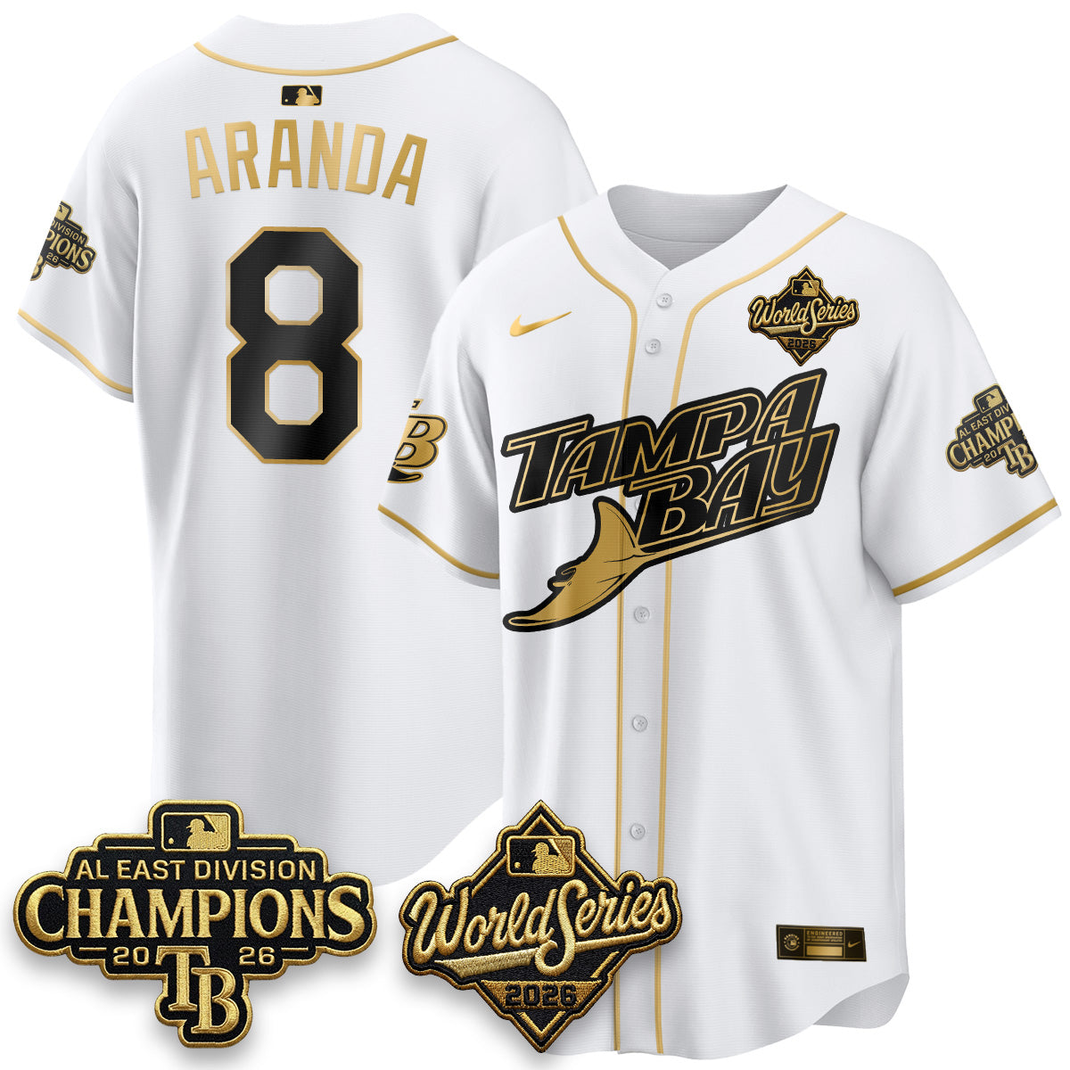 TB 2026 AL Champions Gold Edition Vapor Jersey - Stitched