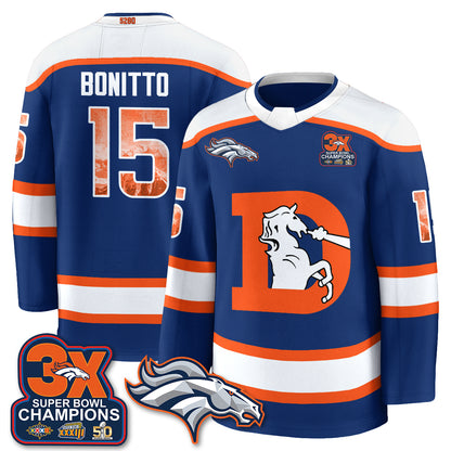Denver Broncos Fan Gear Edition Hockey Jersey - Stitched