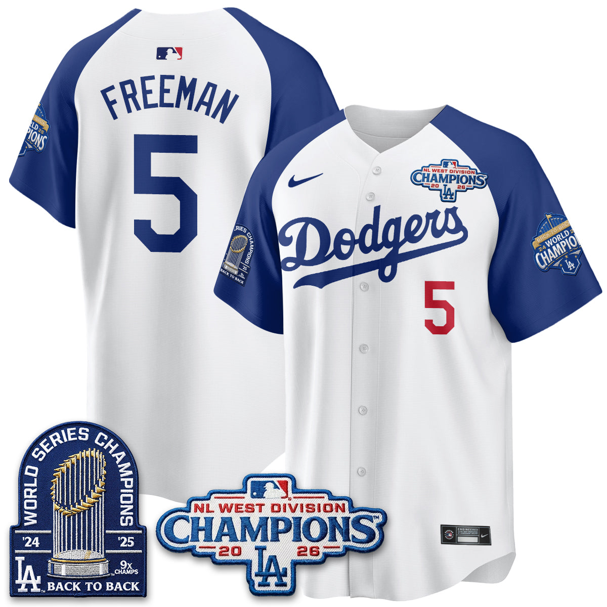 Los Angeles Dodgers 2026 NL West Champs Vapor Jersey- Stitched