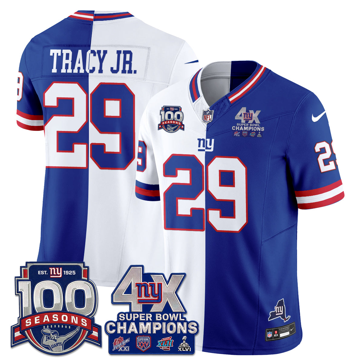 NYG 4X SBowl Split Edition Vapor Jersey - Stitched
