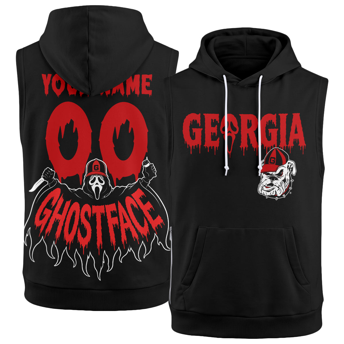 GB x The Ghost Mask Edition Custom Sleeveless Hoodie Tank Top - Printed