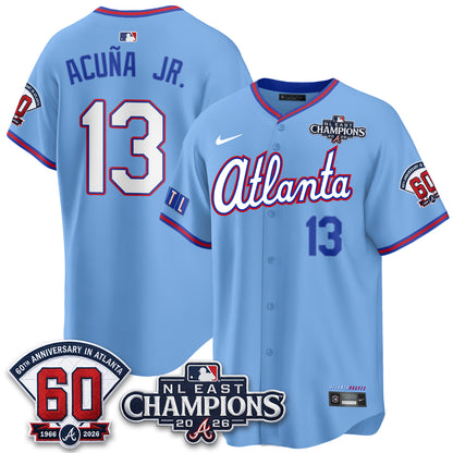 Atlanta Braves 2026 NL East Champs Vapor Jersey - Stitched