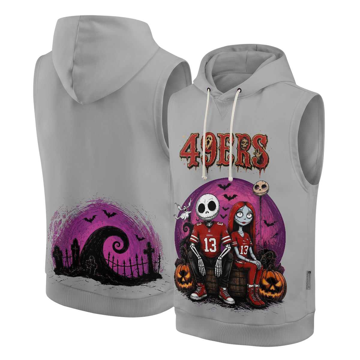 SF x Skeleton Gentleman & Rag Doll Bride Edition Sleeveless Hoodie Tank Top - Printed