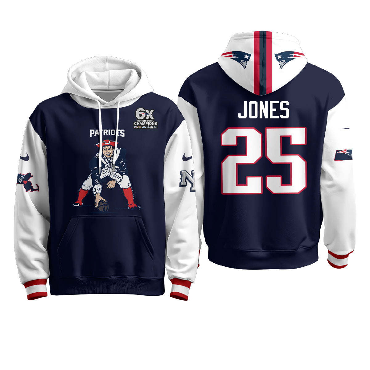 New England Patriots Minuteman Edition Fleece Hoodie - Printed