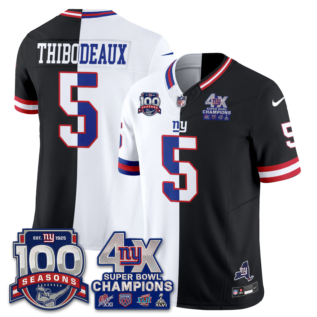NYG 4X SBowl Split Edition Vapor Jersey - Stitched