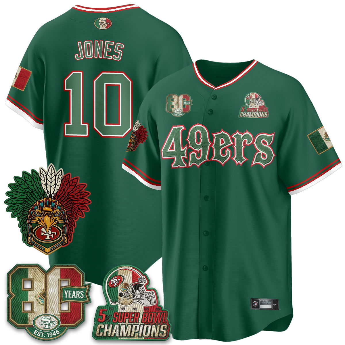 San Francisco 49ers Mexico Edition Baseball Vapor Jersey - Stitched