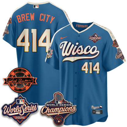 Milwaukee Brewers 2026 WS Champions - Bob Uecker Patch Vapor Jersey - Stitched