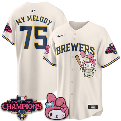 Milwaukee Brewers NL Central Champs x Pink Sanrio Friend  Vapor Jersey - Stitched