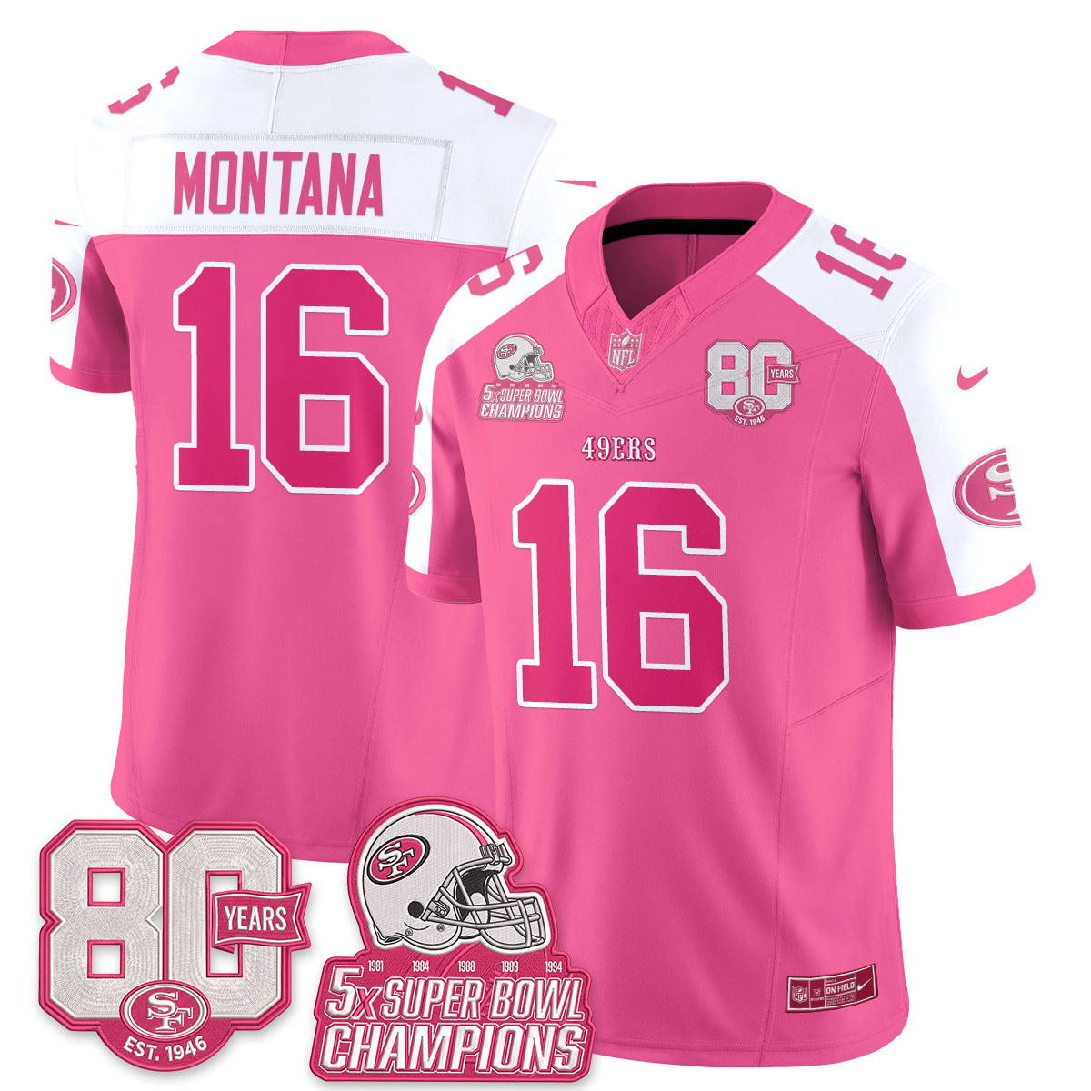 San Francisco 49ers Pink Edition Vapor Jersey - Stitched