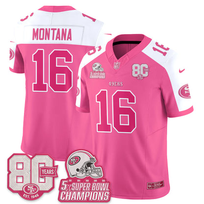 San Francisco 49ers Pink Edition Vapor Jersey - Stitched