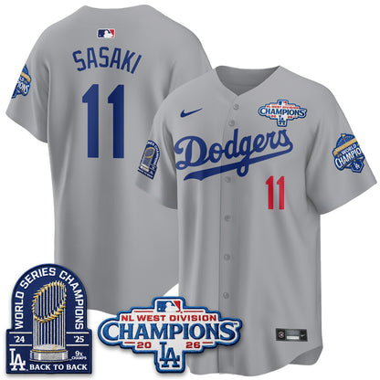 Los Angeles Dodgers 2026 NL West Champs Vapor Jersey- Stitched