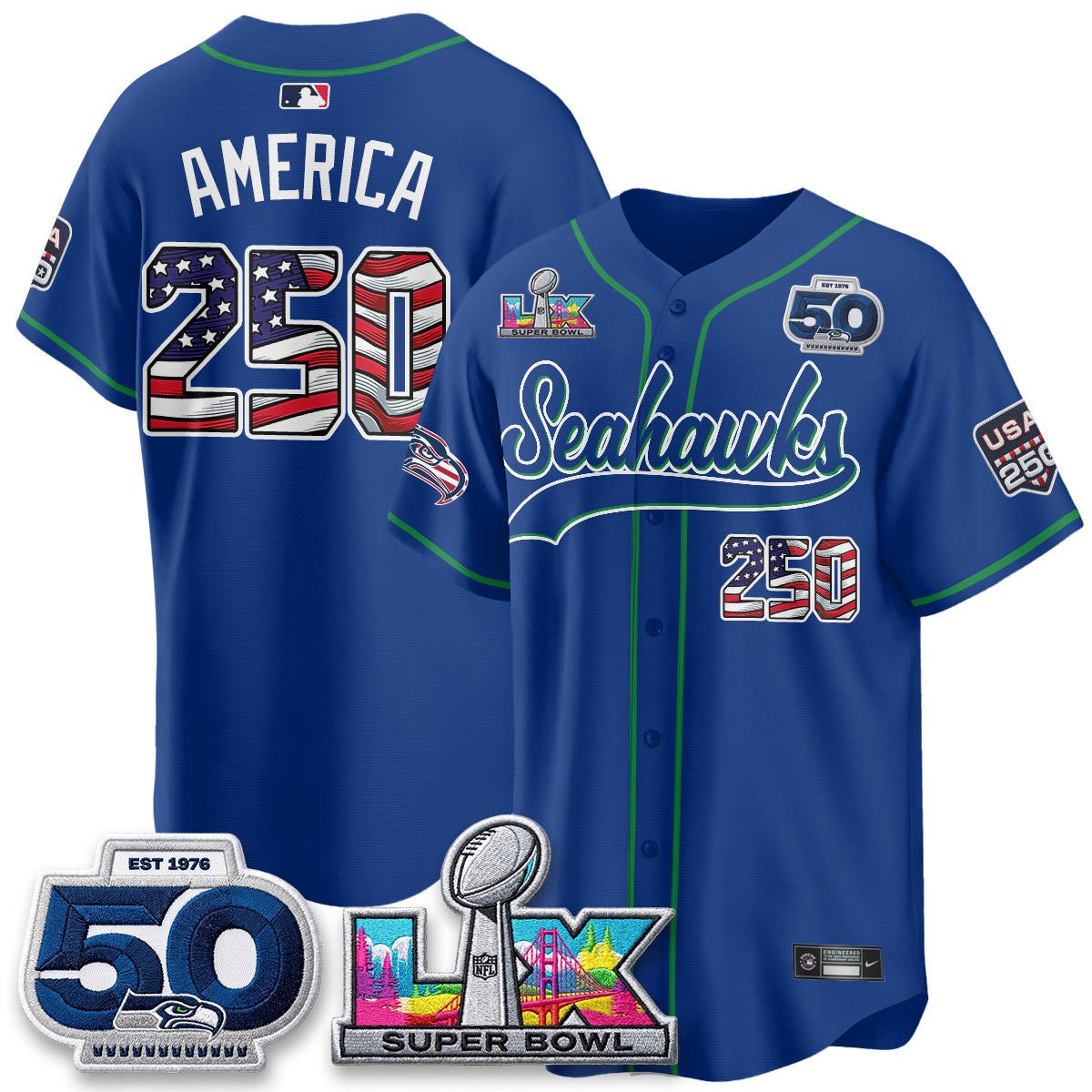 SEA SB LX Champs America Edition Vapor Baseball Jersey - Stitch