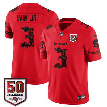 Tampa Bay Buccaneers Skull 50 Seasons Edition Vapor Jersey - Stitched