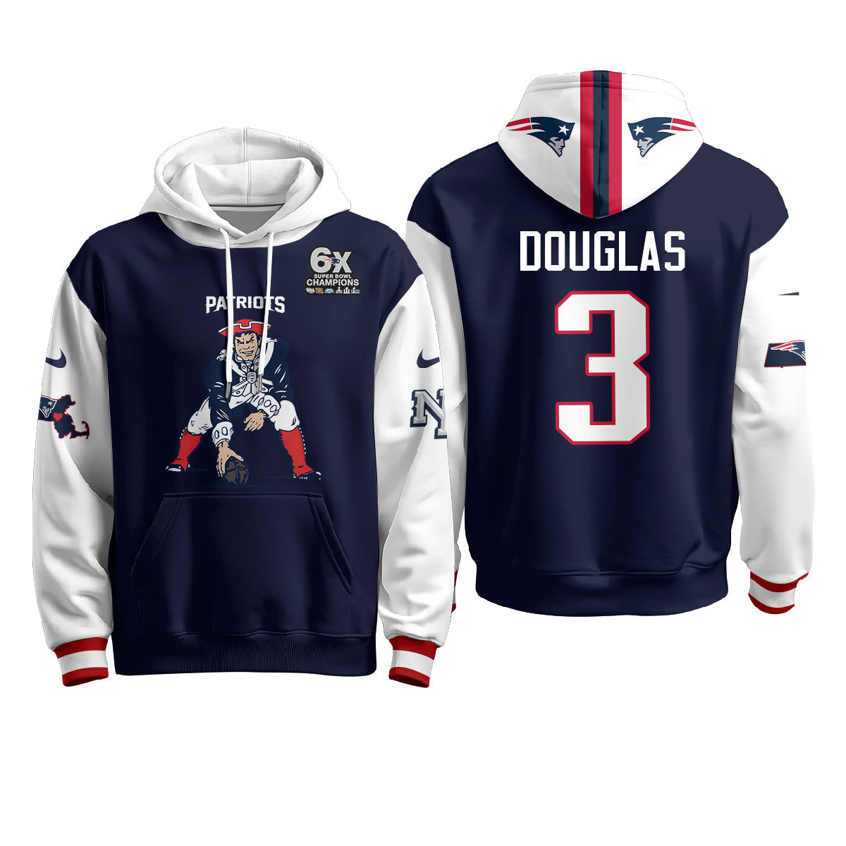 New England Patriots Minuteman Edition Fleece Hoodie - Printed