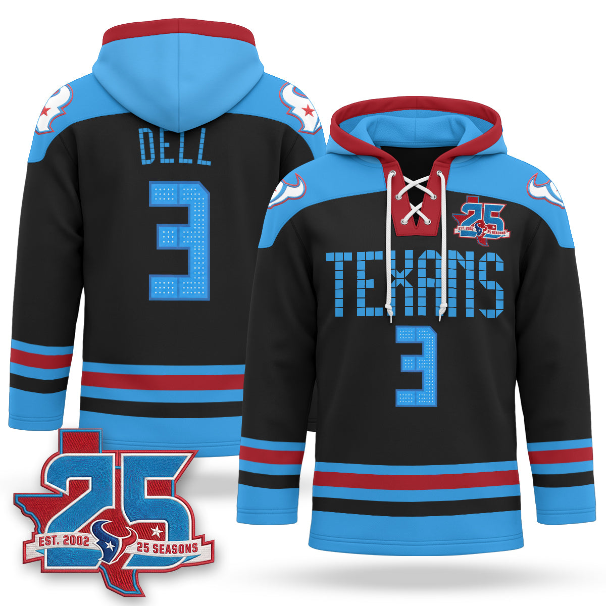 Houston Texans 2026 Rivalries Fleece-Lined Hockey Hoodie - Stitched